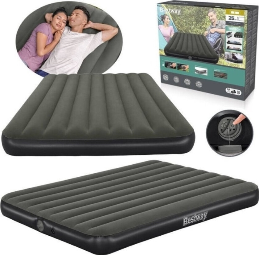 Tritech Air Mattress Queen Inflatable Spare Bed With Built-In Pump 203 X 152 X 25 Cm