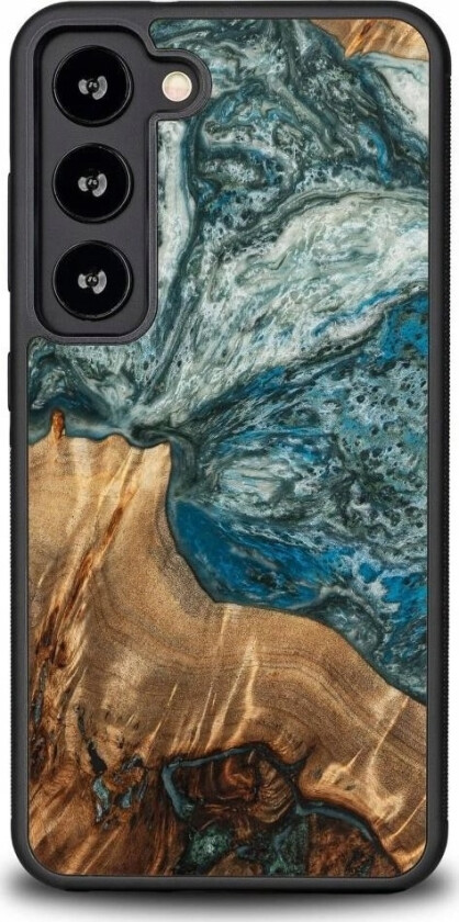 Tre- Og Harpiksdeksel Til Samsung Galaxy S23 Bewood Unique Planet Earth - Blå Og Grønn