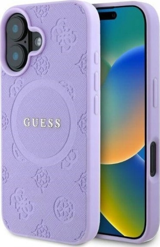 Guhmp16spsapsmeu Iphone 16 6.1" Fioletowy/Purple Hardcase Saffiano Peony Classic Logo Magsafe