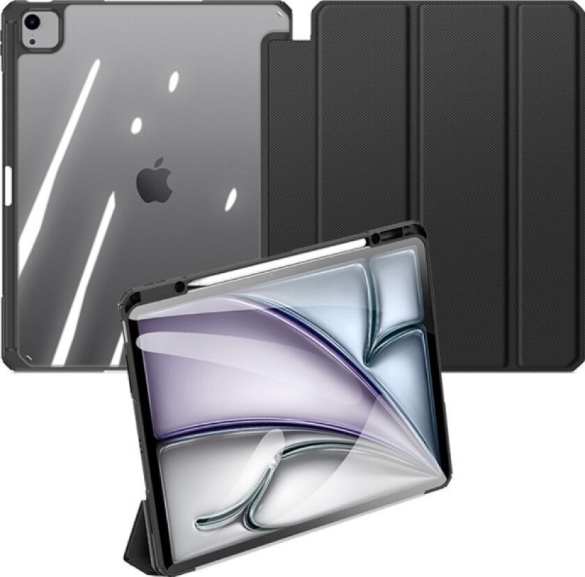 Toby-Deksel Med Klaff Og Stativ For Ipad Air 13" 2024 / Ipad Pro 12.9" 2018-2022 - Sort