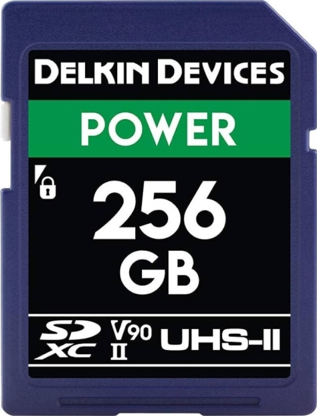 Minnekort Delkin Sdxc Power 2000X Uhs-Ii U3 (V90) R300/W250 256Gb