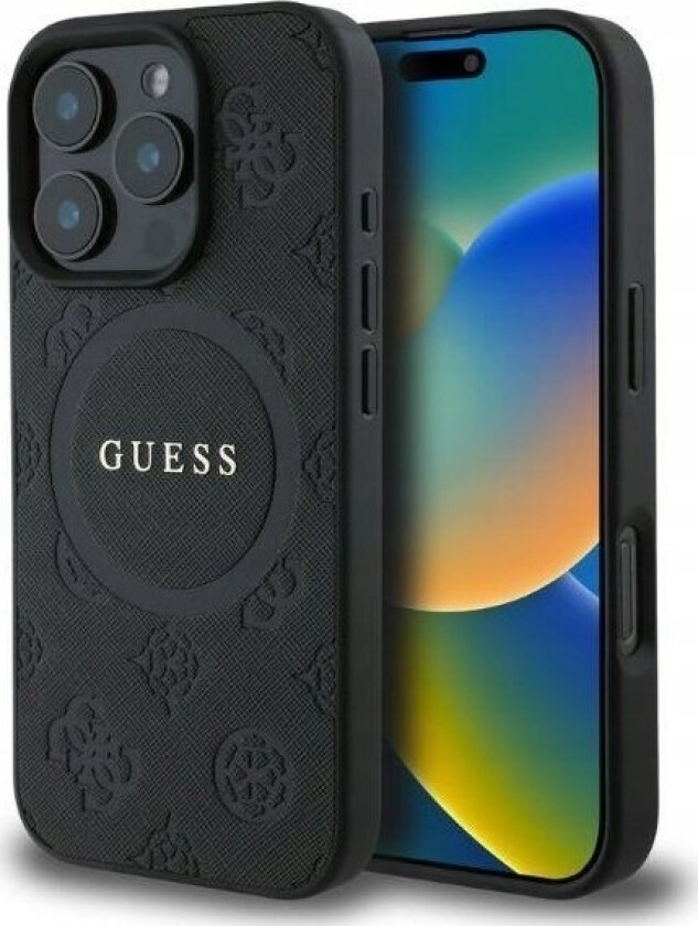 Guhmp16lpsapsmek Iphone 16 Pro 6.3" Czarny/Black Hardcase Saffiano Peony Classic Logo Magsafe