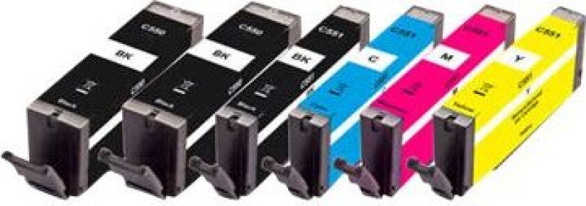Multi Pack Plus - 6-Pack - S - Svart, Gul, Cyan, Magenta, Fotosort - Kompatibel - Gjenfabrikert - Blekkpatron (Alternativ For: Canon Cli-551, C