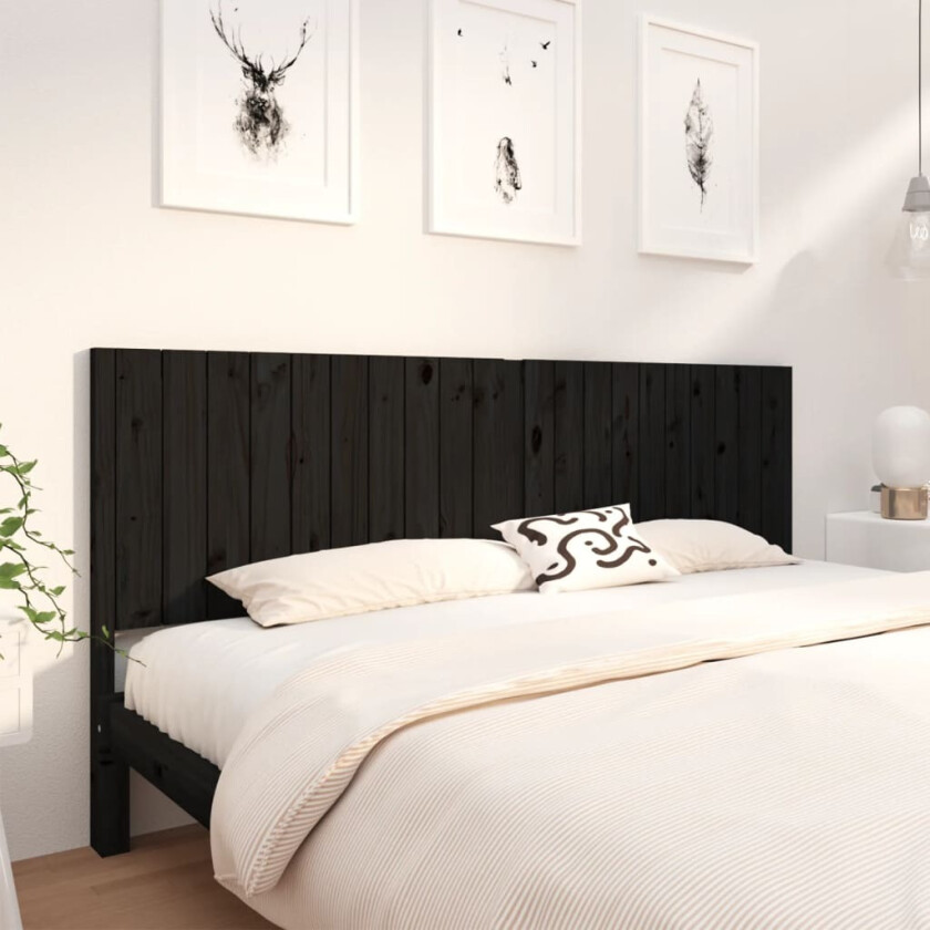 Sengegavl svart 205,5x4x100 cm heltre furu