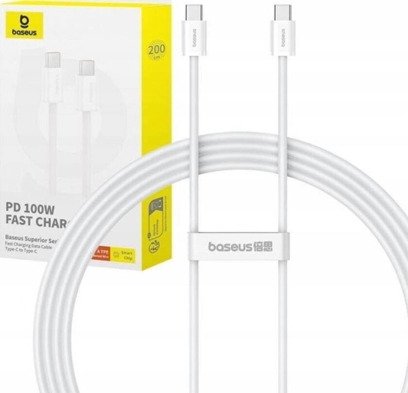 Superior 2 100W 2M Usb-C Til Usb-C Hurtigladekabel (Hvit)