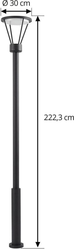 utelampe Elario, 222 cm, svart, aluminium
