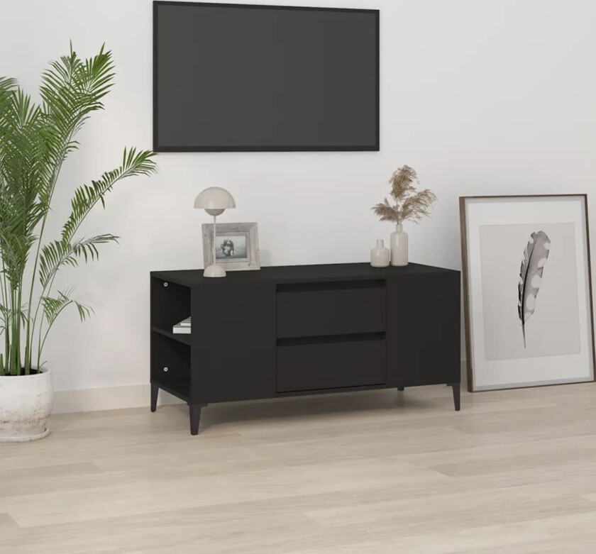 TV-benk svart 102x44,5x50 cm konstruert tre