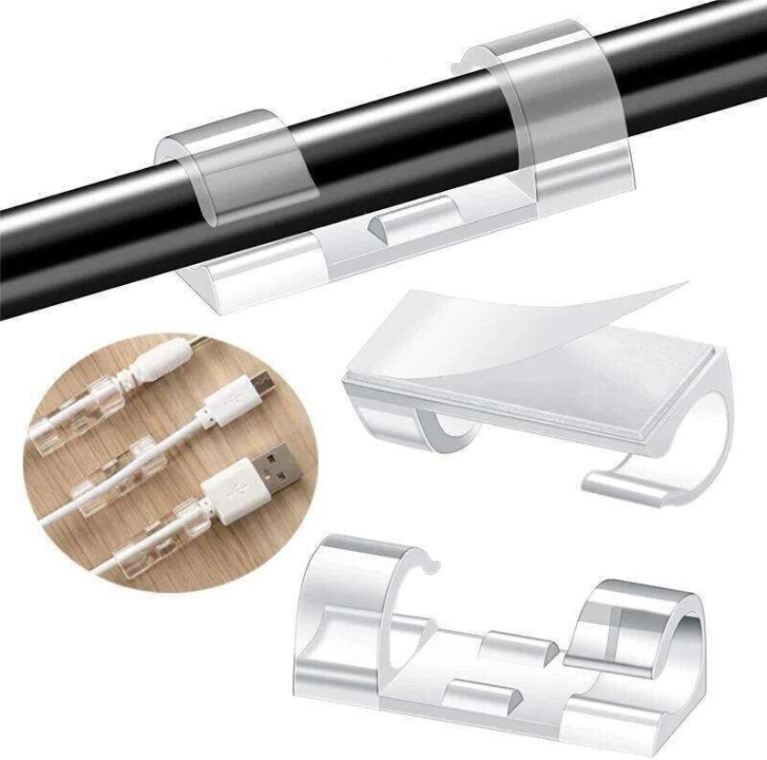 Kabelhållare - Självhäftande - 16-pack - Kabelclips -