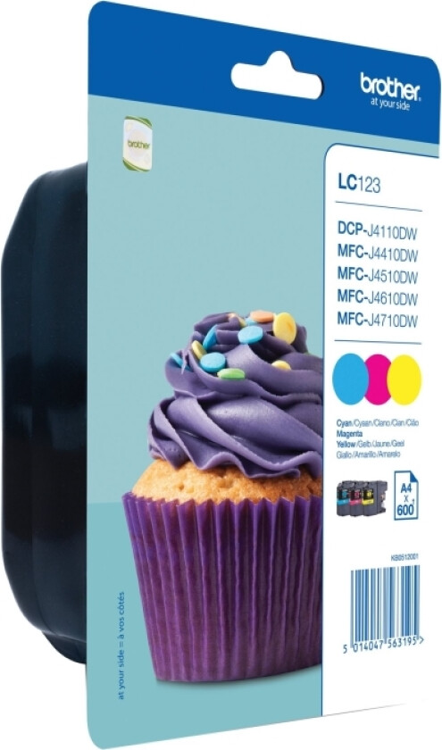 Lc123 Rainbowpack - Gul, Cyan, Magenta - Original - Blister - Blekkpatron - For Dcp-J100, J105, J132, J152, J172, J552, J752, Mfc-J24