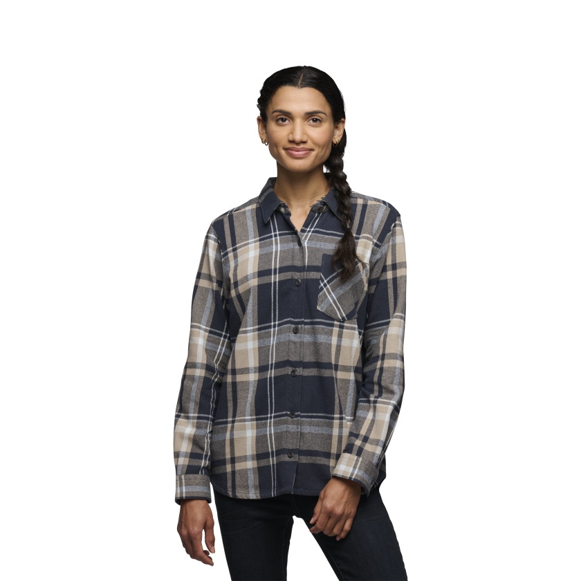 Black Diamond Women's Project Flannel Shirt Charcoal-Moonstone Plaid L