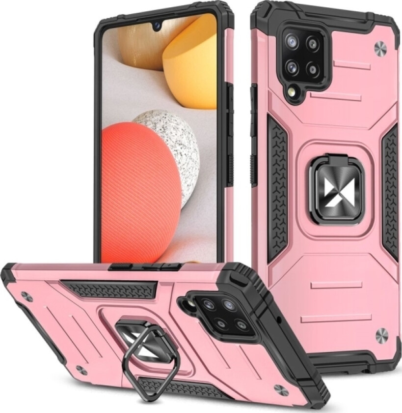 Ring Armor Armored Hybrid Deksel + Magnetisk Holder For Samsung Galaxy A42 5G Rosa