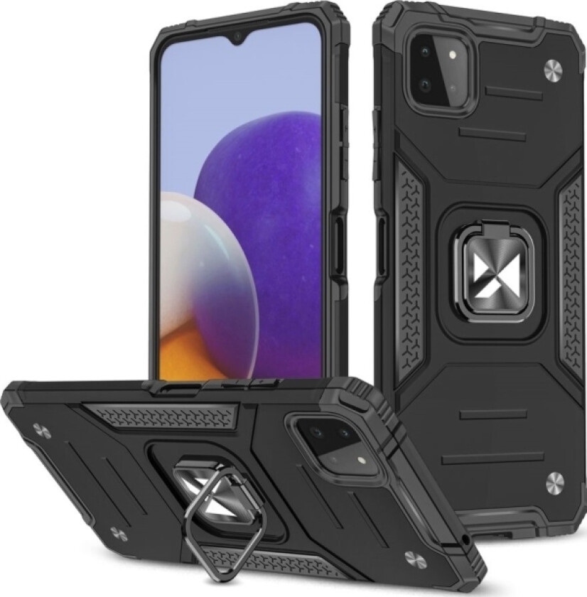Ring Armor Armored Hybrid Deksel + Magnetisk Holder For Samsung Galaxy A22 4G Black
