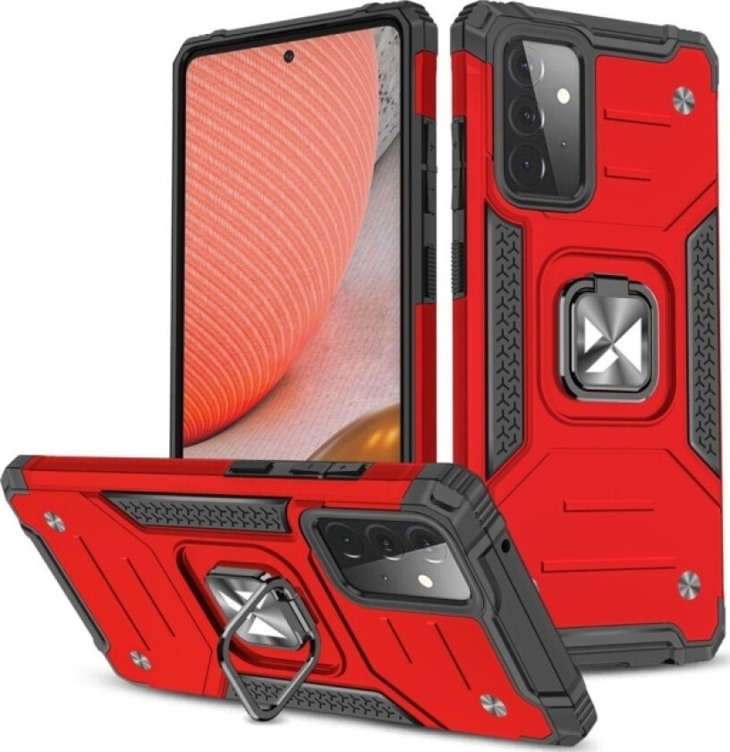 Ring Armor Armored Hybrid Deksel + Magnetisk Holder For Samsung Galaxy A72 4G Rød