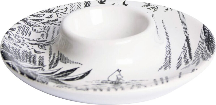 Mummi eggeglass med fat Svart-hvit