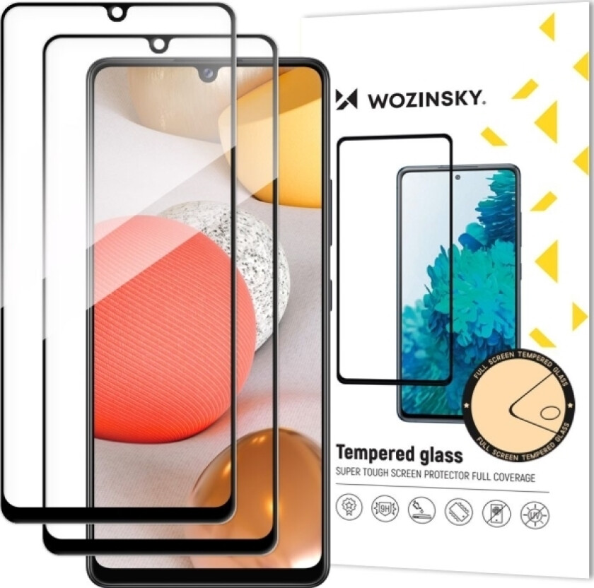 2X Super Slitesterk Full Lim Herdet Glass Full Skjermdeksel Med Rammeveske Vennlig Samsung Galaxy A42 5G Black