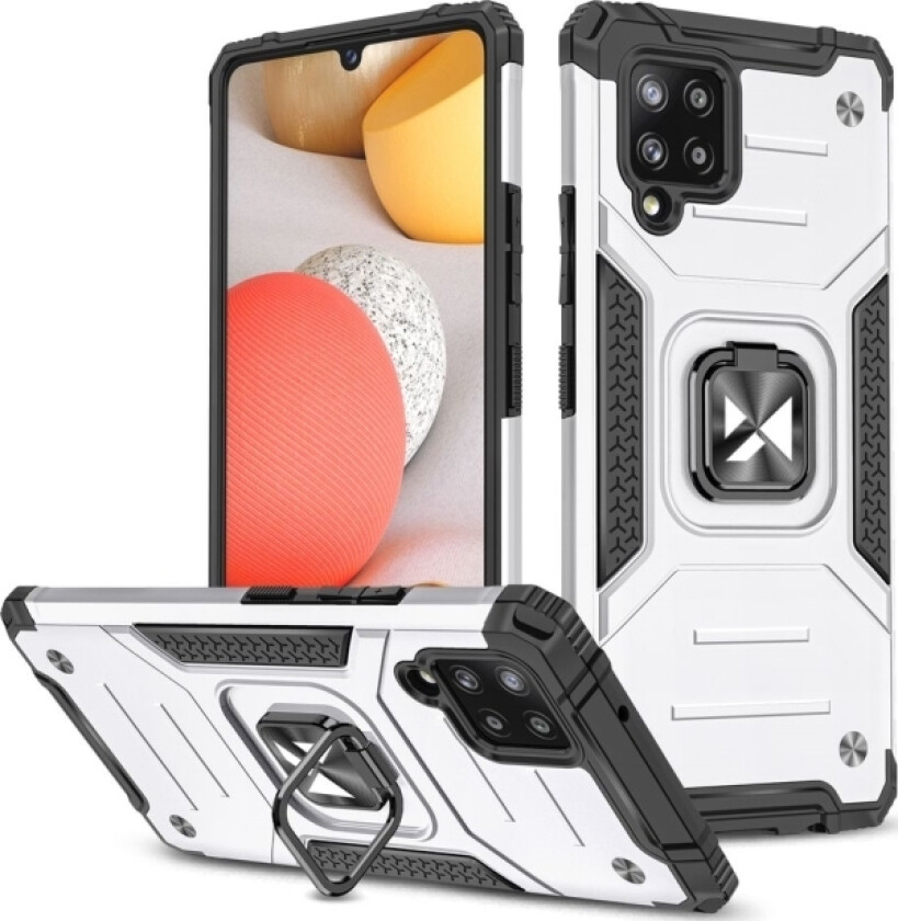 Ring Armor Armored Hybrid Deksel + Magnetisk Holder For Samsung Galaxy A42 5G Silver