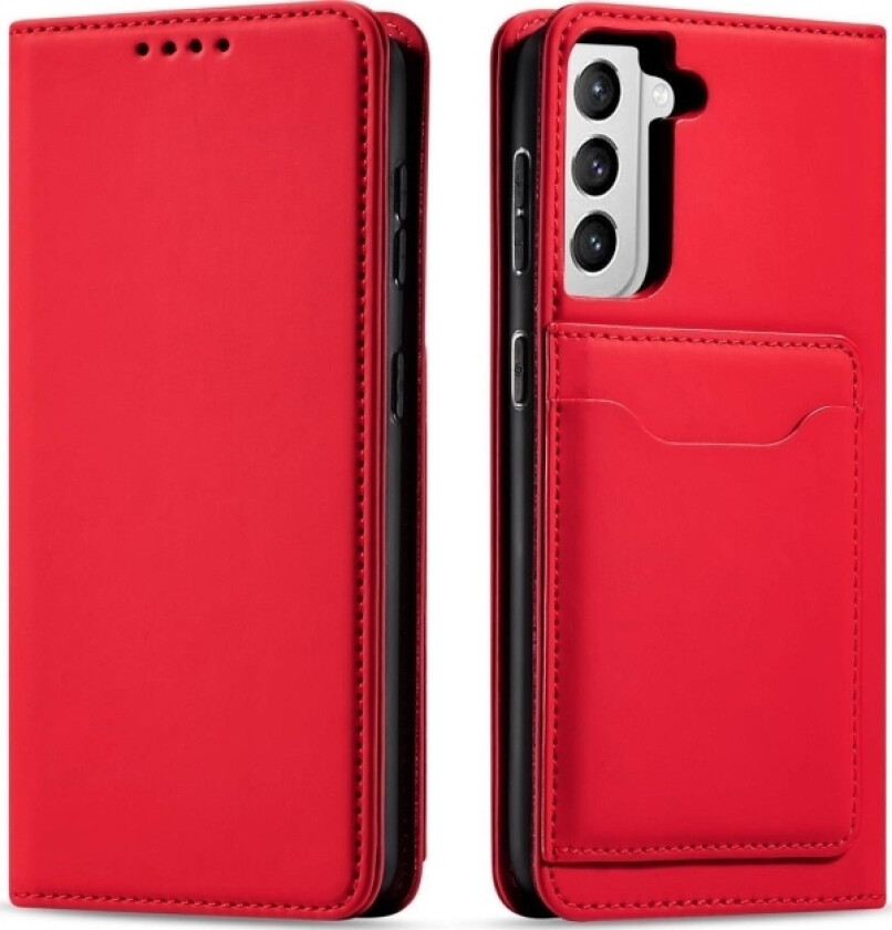 Magnet Card Case Deksel For Samsung Galaxy S22+ (S22 Plus) Dekselkort Lommebok Kortstativ Rød
