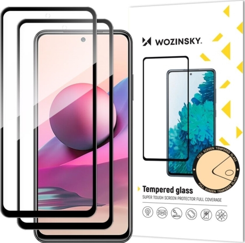 2X Super Slitesterk Full Lim Herdet Glass Full Skjermbeskytter Med Frame Case Friendly Xiaomi Redmi Note 10 / Redmi Note 10S / Redmi Note 11