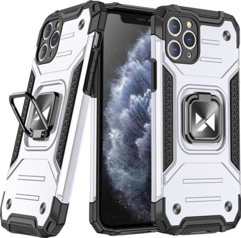 Ring Armor Armored Hybrid Deksel + Magnetisk Holder For Samsung Galaxy M31s Sølv