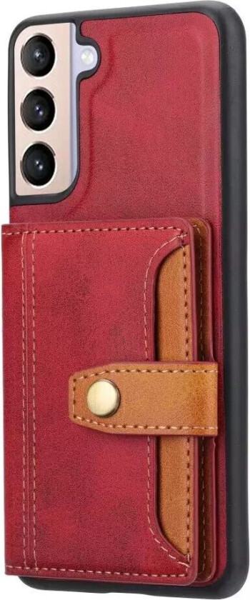 Samsung Galaxy S22 Hybrid Bakdeksel Med Kortholder - Rød