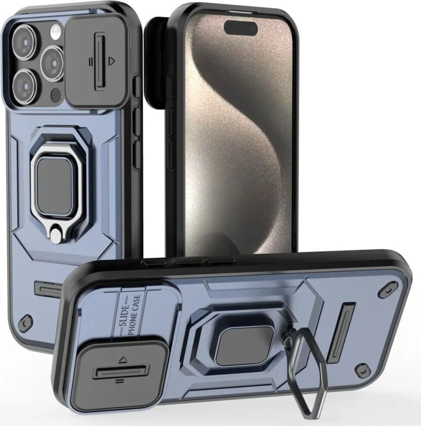 iPhone 16 Pro Bakdeksel med Magnetisk Kickstand Og Cam Slider - Blå