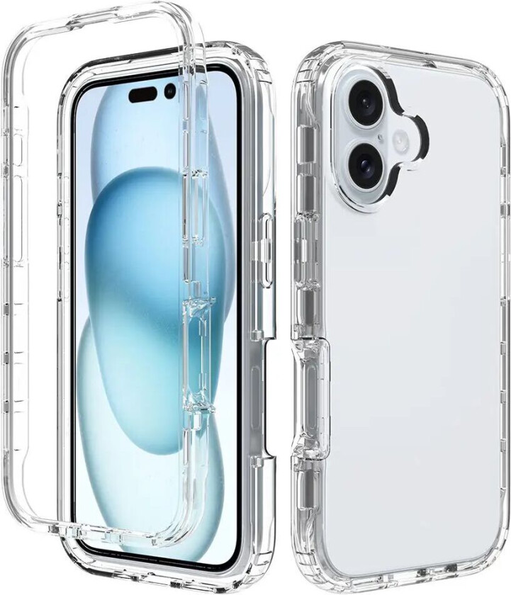 iPhone 16 2-in-1 Støtdempende Plastdeksel - Gjennomsiktig