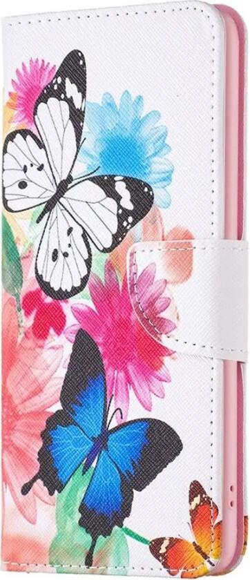 iPhone 16 Plus Skinn Deksel m. Lommebok og Trykk - Sommerfugler