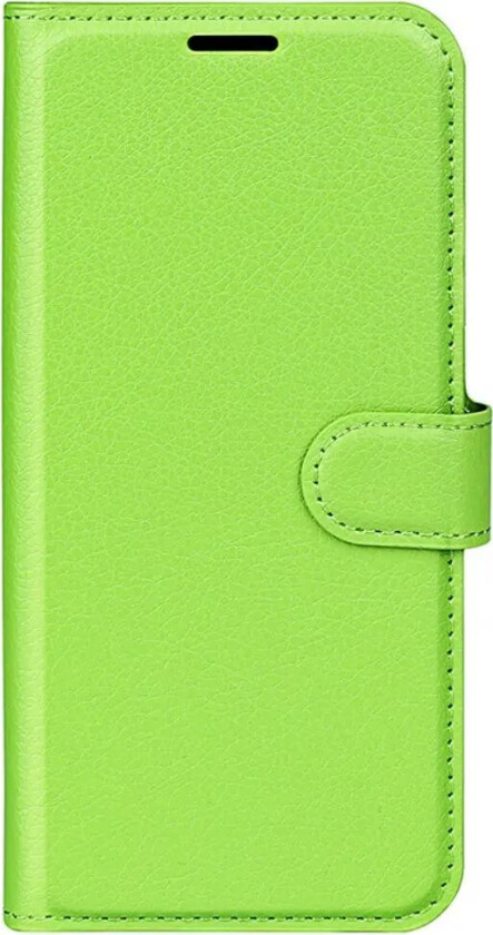 iPhone 16 Litchi Skin Flip Deksel med Lommebok - Grønn