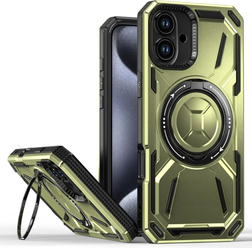 iPhone 16 Plus Bakdeksel med Magnetisk Kickstand - MagSafe Kompatibel - Grønn