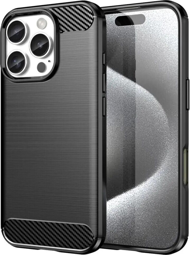 iPhone 16 Pro Brushed Carbon Deksel - Svart