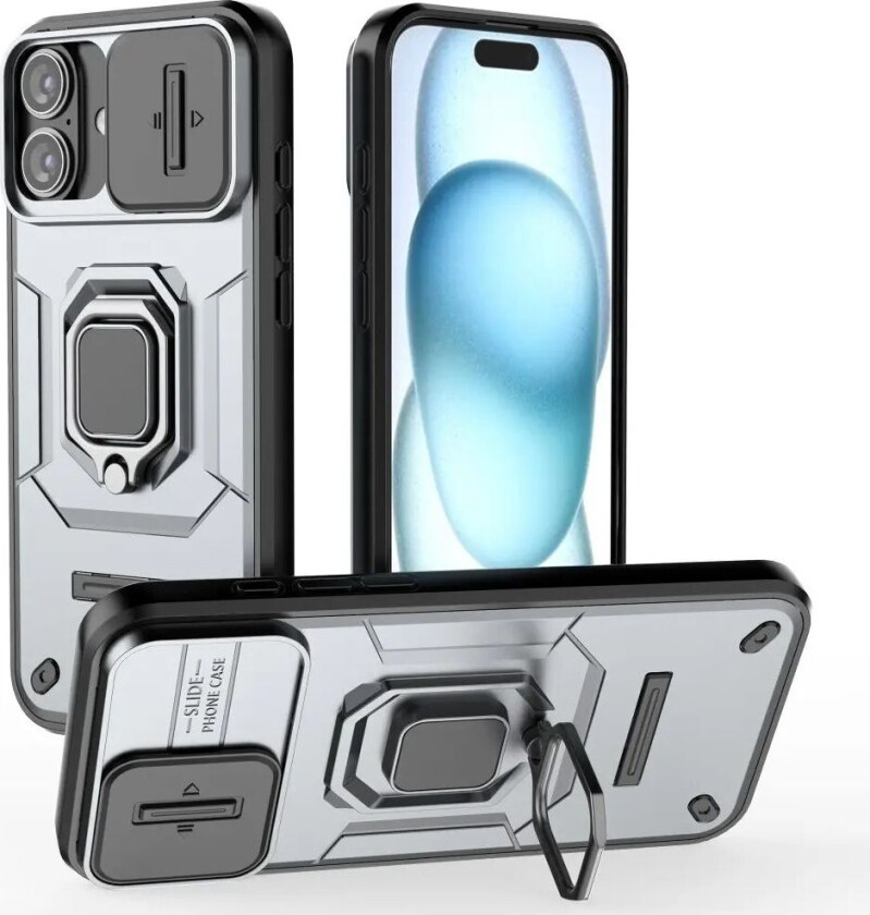 iPhone 16 Plus Bakdeksel med Magnetisk Kickstand Og Cam Slider - Grå