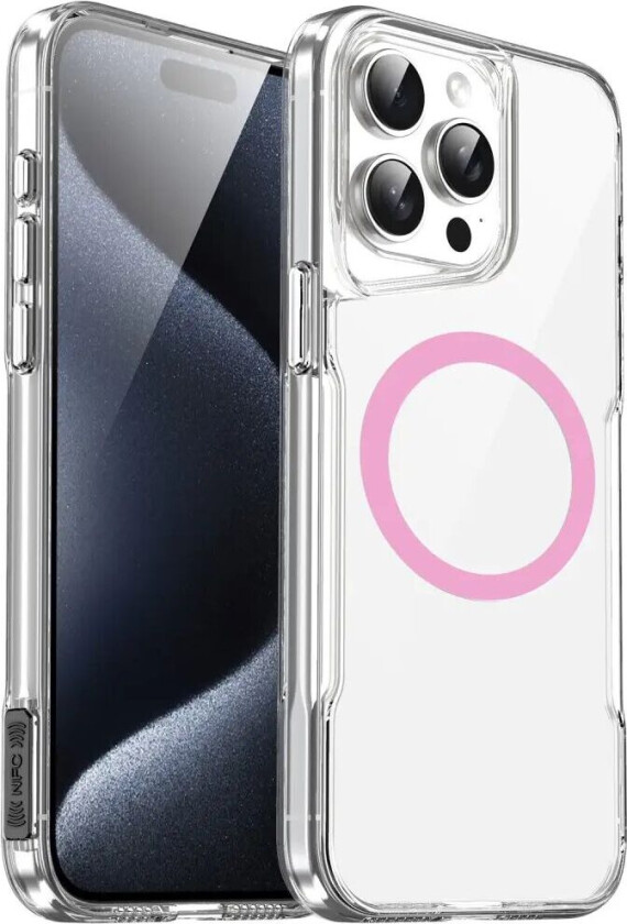iPhone 16 Pro Hybrid Plast Deksel - MagSafe Kompatibel - Gjennomsiktig / Rosa