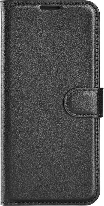 iPhone 16 Plus Litchi Skinn Flip Deksel m. Lommebok - Svart