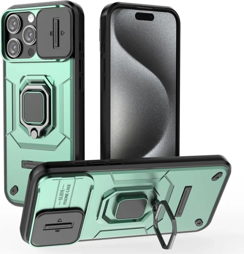 iPhone 16 Pro Max Bakdeksel med Magnetisk Kickstand Og Cam Slider - Grønn