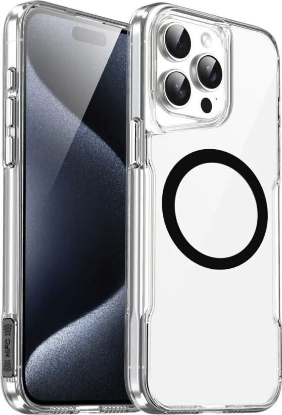 iPhone 16 Pro Hybrid Plast Deksel - MagSafe Kompatibel - Gjennomsiktig / Svart