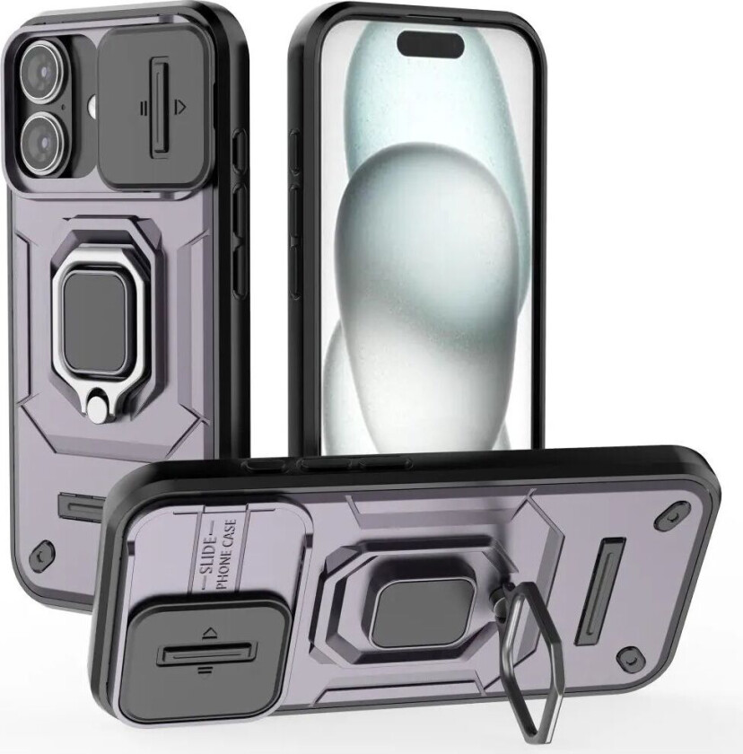 iPhone 16 Bakdeksel med Magnetisk Kickstand Og Cam Slider - Lilla