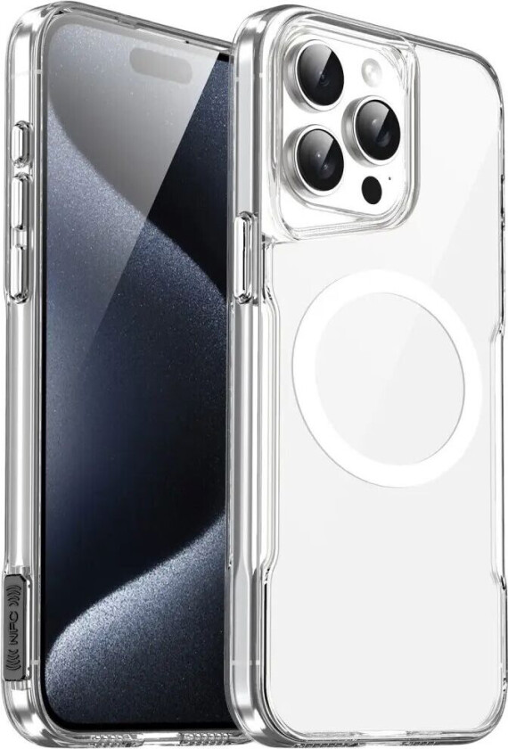 iPhone 16 Pro Hybrid Plast Deksel - MagSafe Kompatibel - Gjennomsiktig / Hvit