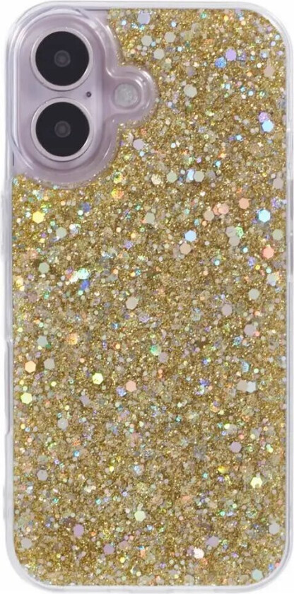 iPhone 16 Glitter Deksel - Gull