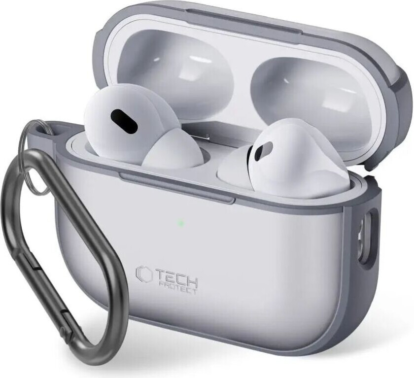 Tech-Protect MagMat Apple AirPods Pro (1. & 2. generasjon) Deksel med Karabinkrok - Matt grå