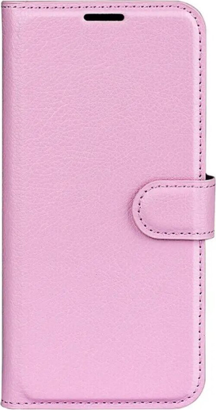 iPhone 16 Plus Litchi Skinn Flip Deksel m. Lommebok - Rosa