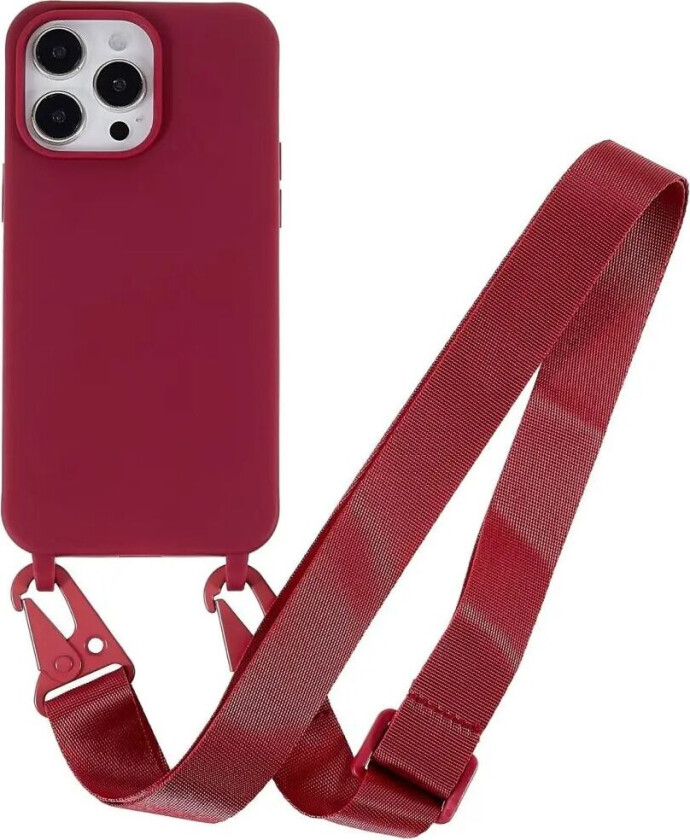 iPhone 16 Pro EIDERWOOD Fleksibelt Plast Deksel med Stropp - Rød