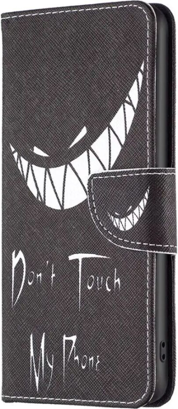 iPhone 16 Plus Skinn Deksel m. Lommebok og Trykk - "Don't Touch My Phone"