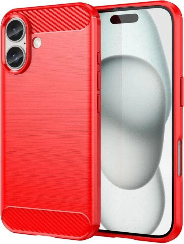 iPhone 16 Brushed Carbon Deksel - Rød