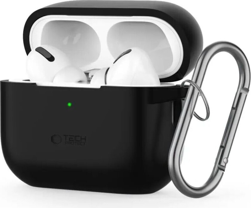Tech-Protect Apple AirPods Pro (1. & 2. Gen) Silikon Deksel med Karabinkrok - Svart