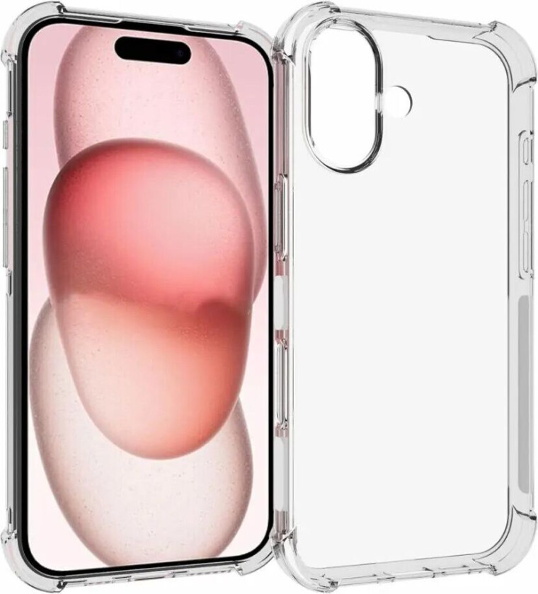 iPhone 16 Fleksibelt Plastdeksel med Sterke Hjørner - Gjennomsiktig