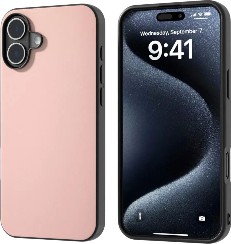 iPhone 16 Kunstskinn Belagt Plast Deksel - Rosa