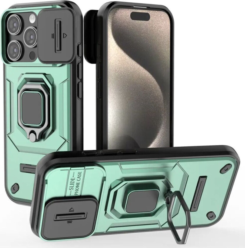 iPhone 16 Pro Bakdeksel med Magnetisk Kickstand Og Cam Slider - Grønn