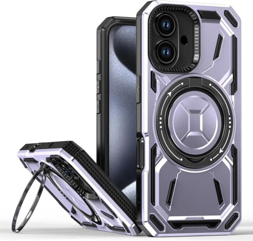 iPhone 16 Bakdeksel med Magnetisk Kickstand - MagSafe Kompatibel - Lys Lilla