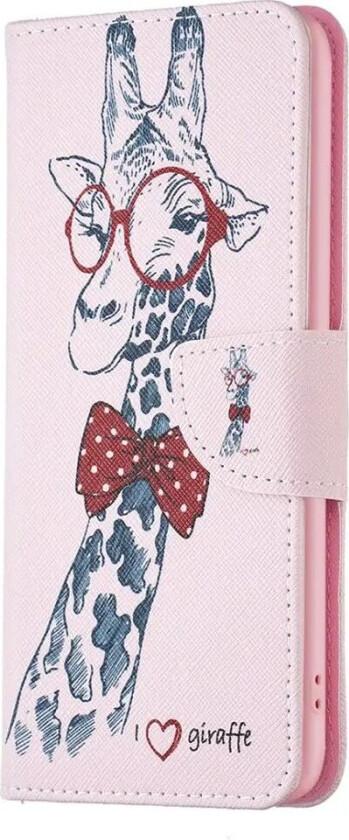 iPhone 16 Plus Skinn Deksel m. Lommebok og Trykk - Sjiraff