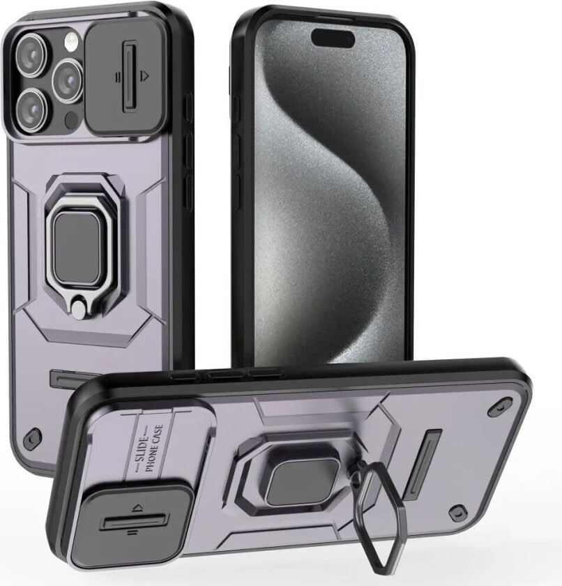 iPhone 16 Pro Max Bakdeksel med Magnetisk Kickstand Og Cam Slider - Lilla